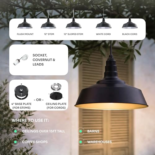 Industrial Pendant Light 20 Inch Extra Large Steel
