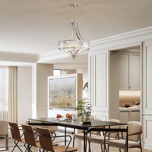 21.6" Brushed Nickel Chandeliers for Dining Room (6 Count)
