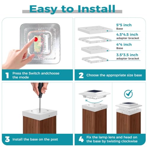 Solar Post Cap Lights Outdoor 6 Pack