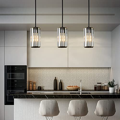 Black Pendant Lighting Modern Pendant Light Mini Crystal Chandeliers Adjustable Pendant Light Fixture for Kitchen Island Dinning Room Corridor Bedroom