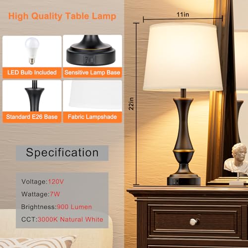 Touch Lamps for Nightstand (2 Count)