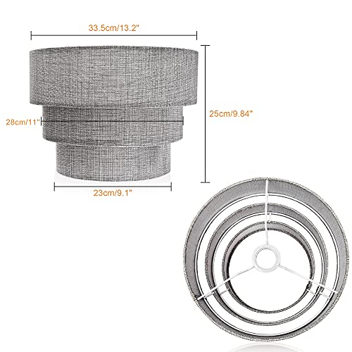 3 tier Drum Linen Lamp Shade for Pendant Lamp Floor Lamp Chandelier Replacement Shade Clip on Bulb Classic Round Lampshade Cover Only