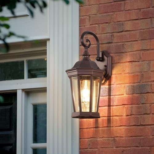 Outdoor Wall Lantern 16'' Brown Aluminum Outdoor Wall Light Fixtures
