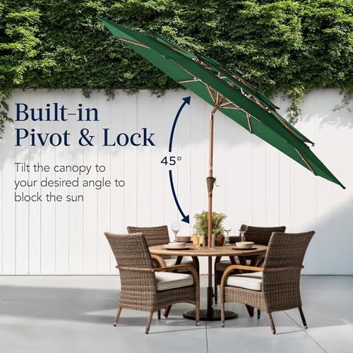10ft 3 Tier Solar Patio Market Umbrella