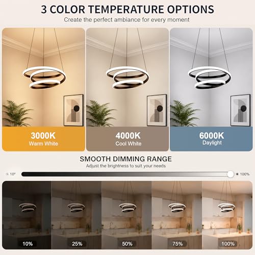 13.78 inches Black Dimmable Modern Led Chandelier with Remote Control