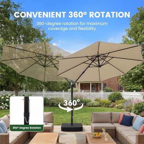 10FT Cantilever Offset Outdoor Patio Umbrella with Base Included