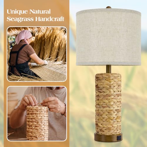 Rattan Table Lamps Set of 2
