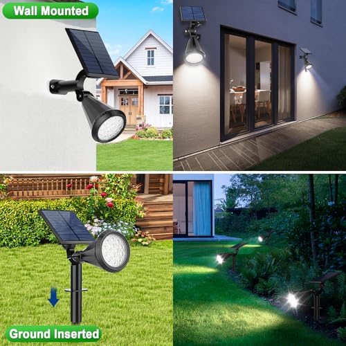Solar Lights Outdoor Waterproof 180° Adjustable Landscape Spot Lights for Yard 4 Lighting Modes Solar Powered Spotlights for Pathway Garden Outside Wall Pool Porch (6 Count)