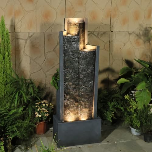 50H Modern Outdoor Water Fountain with LED Light