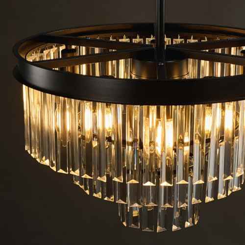 Black Crystal Chandeliers For Dining Room: 20" Modern Luxury Chandelier For Bedroom - Round Crystals Ceiling Pendant Lighting Fixtures For Living Room Entryway Kitchen Over Table Island Foyer 9 Light
