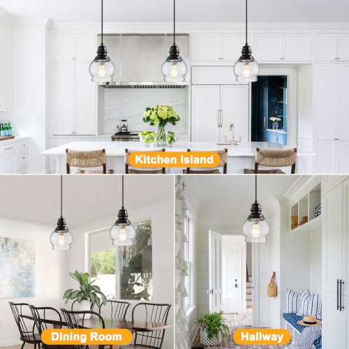 5.5 Inch Seeded Glass Mini Pendant Lights Kitchen Island