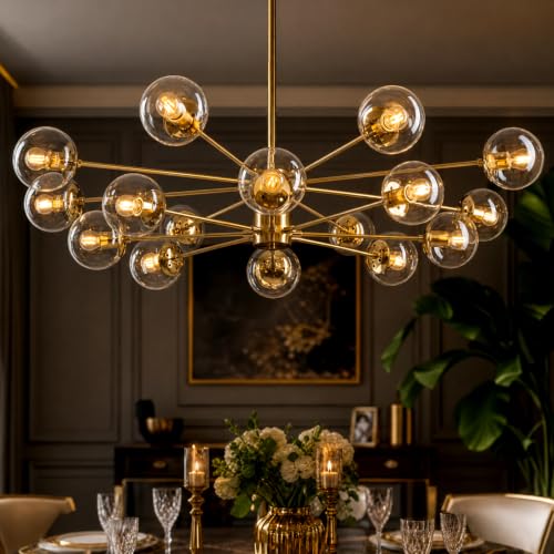 42.5″ Gold Sputnik Chandeliers for Dining Room Light Fixture