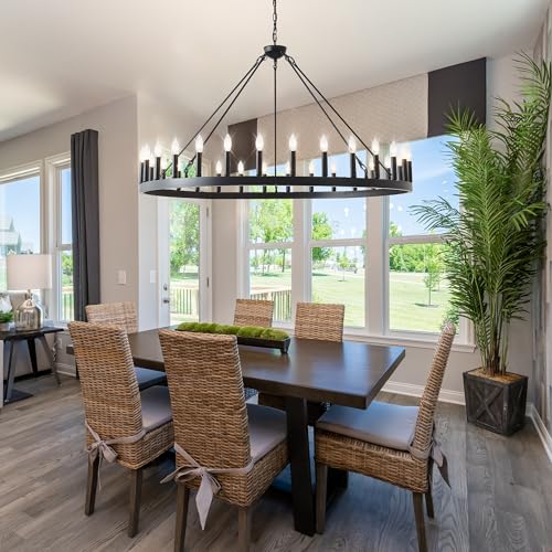 53 Inch Large Black Wagon Wheel Chandelier 30