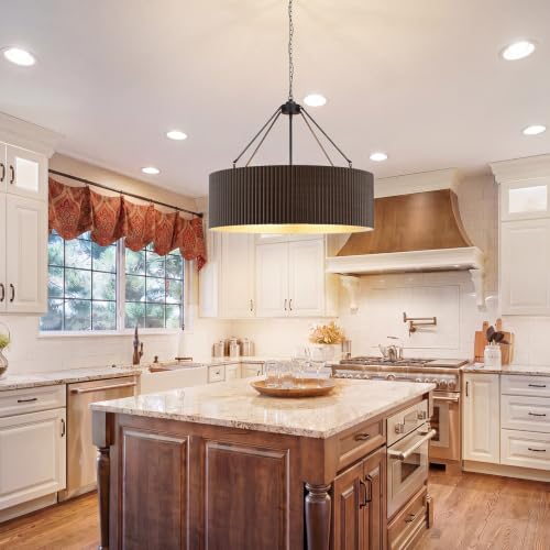 Walnut Wood Drum Chandelier