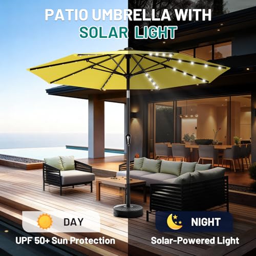 9FT Patio Umbrella with Solar Lights