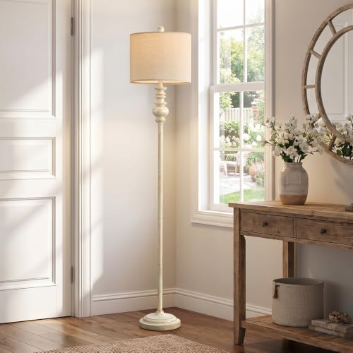 64.25" Farmhouse Floor Lamp for Living Room (White&Gold)