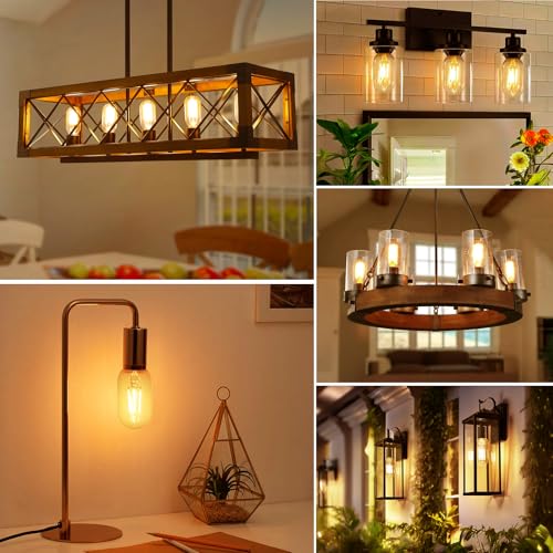 Vintage E26 4W LED Edison Bulbs 40W Equivalent 400 Lumens 2700K Warm White CRI90 T45 Antique LED Bulb Clear Glass 4 Packs for Chandeliers (4 Count)