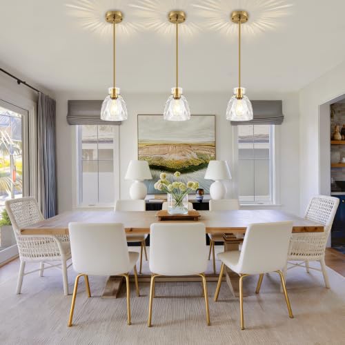 Modern Brushed Gold Pendant Lights Kitchen Island 2 Pack 5.9" Hanging Light
