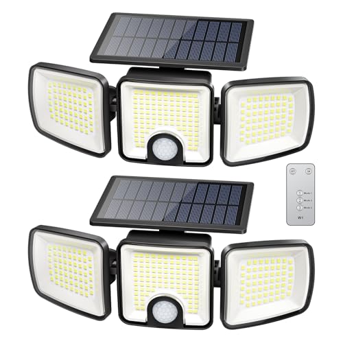2 Pack Solar Flood Outdoor Lights with Motion Sensor 3 Modes