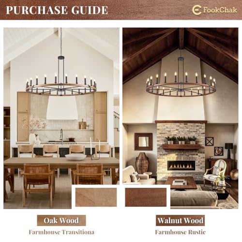 Farmhouse Large Wagon Wheel Chandelier 24 Light Round Wood Chandelier Light