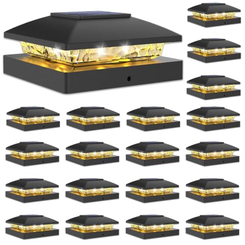 24 Pack Black Solar Post Cap Lights Fit 4x4 Fence Deck Post (24 Count)