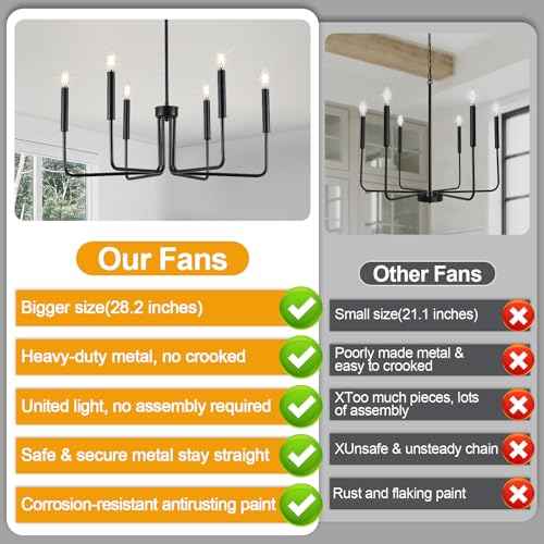 Modern LED Chandelier，Black Chandelier for Dining Room,6-Light Dining Room Light ，Industrial Modern Style Pendant Lamps, Bedrooms, Foyers, Corridors, Kitchens, Living Rooms，Entrances