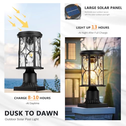 Outdoor Solar Column Light with Pier Mount