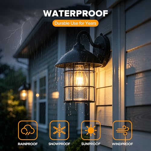 Dusk to Dawn Outdoor Wall Lights (Black / 1 Pack)
