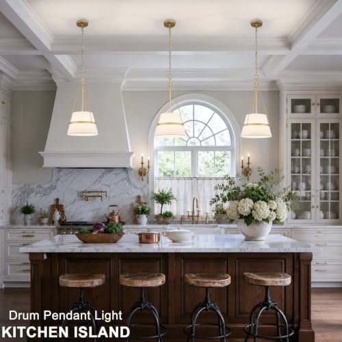 11.4" Gold Drum Pendant Light for Kitchen Island