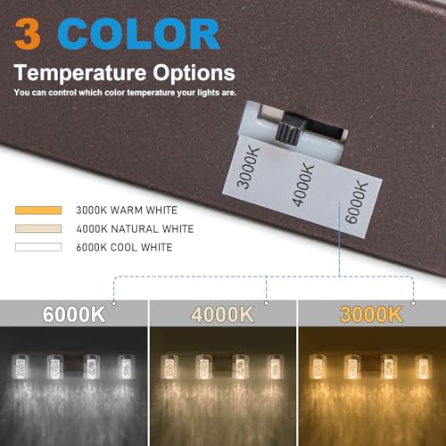 4 Light Bronze Vanity Light with 3 Color Modes (4 Count)