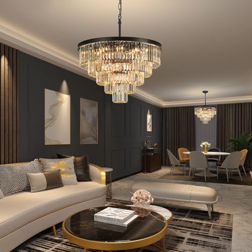 Black Crystal Chandeliers for Living Room