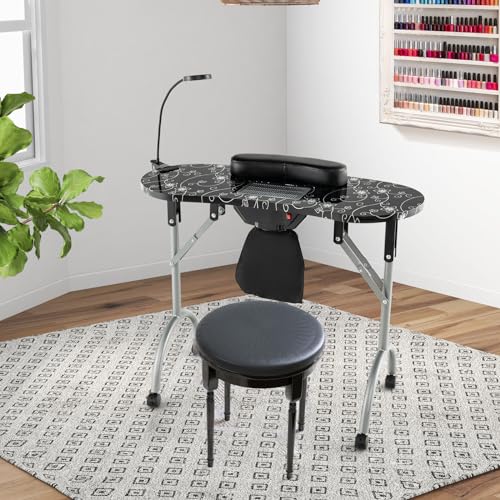 Manicure Table Portable Nail Table Desk with LED Nail Lamp