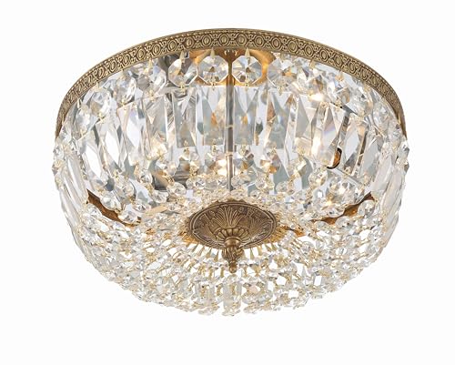 3 Light Spectra Crystal Olde Brass Flush Mount