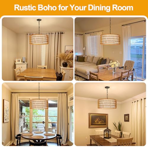 9" 52" Height Adjustable Farmhouse Chandelier Light Fixture