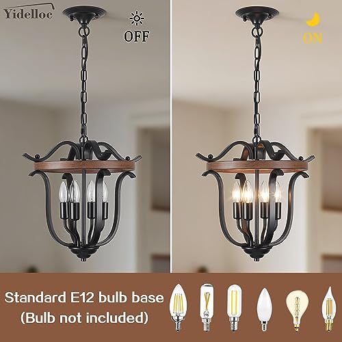 Black Farmhouse Chandelier 4 Lights