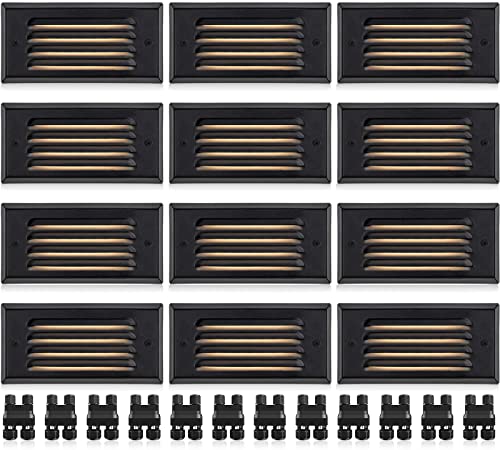 6" Low Voltage Step Lights Outdoor 5W 3000K Black Aluminum 12 (12 Count)