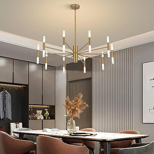 Lighting Mid Century Modern Chandelier Brass Gold Chandelier Light Fixture Vintage Bedroom Chandelier Sputnik Flush Mount Ceiling Light Large Chandeliers for High Ceilings