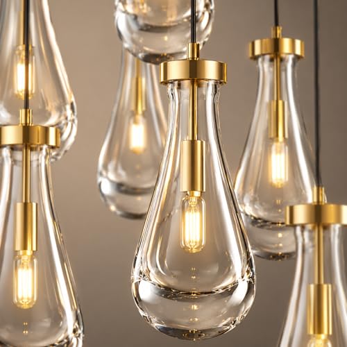 Modern Gold Teardrop Pendant Light (Gold / 2-Light)