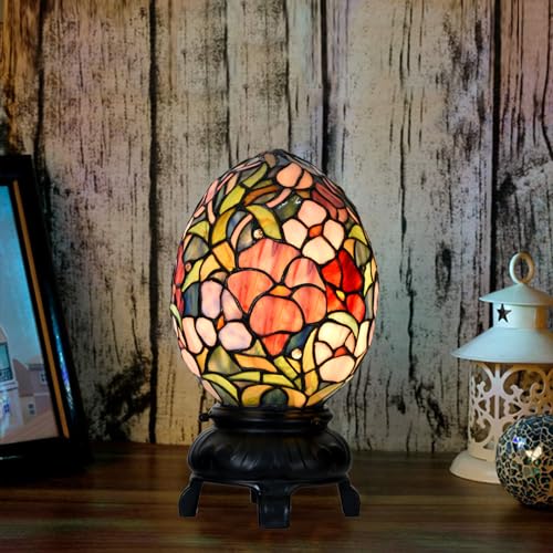 A0015 Tiffany Style Stained Glass Egg Table Lamp