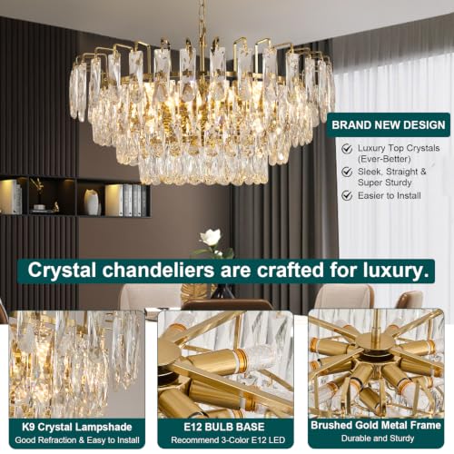 Gold Round Crystal Chandelier