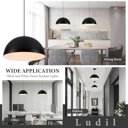 16" Black and White Industrial Pendant Lighting for Kitchen Island