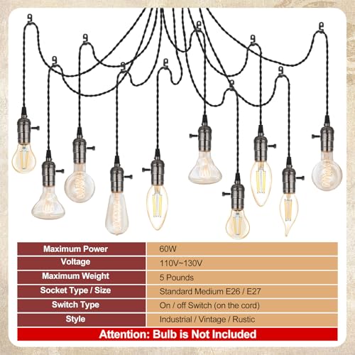 2 Pcs Pendant Light Sockets Cord Kit (2 Count)