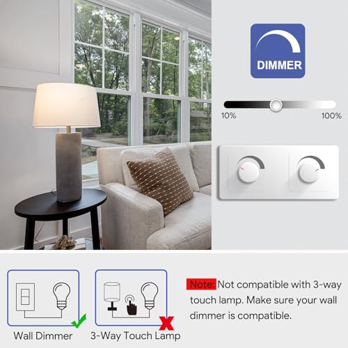 A19 Dimmable LED Light Bulbs 3000K Warm White (6 Count)