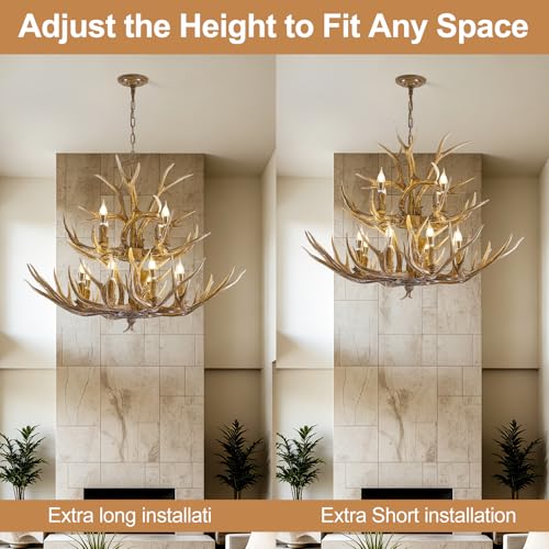 Large 2 Tier Deer Rustic Farmhouse Chandelier