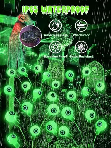 6 Pack Solar Halloween Decorations Outdoor 36 LED Solar Eyeball Lights (6 Count)