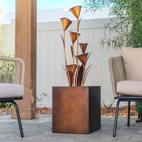 46" Tall Bronze Metal Sculptural Flower Multi