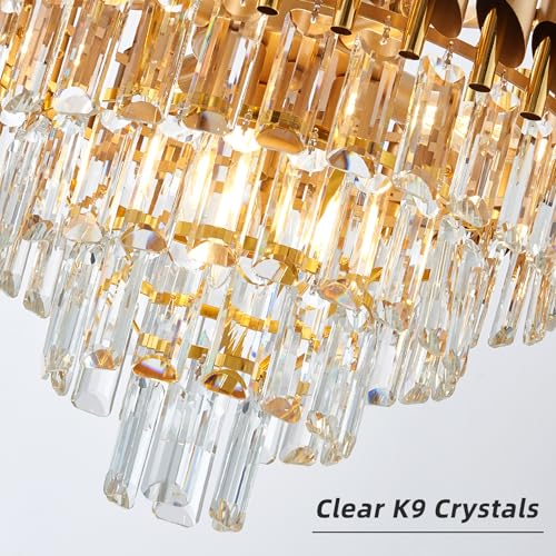 Modern Crystal Chandelier Gold 20 Inch Round 7 Lights 4