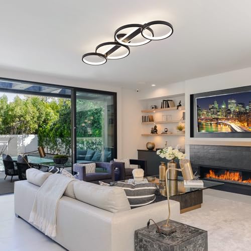 Modern LED Ceiling Light 60W Black Hallway Light Fixtures 4000K Aluminum Long Flush Mount LED Ceiling Lamp for Hallway