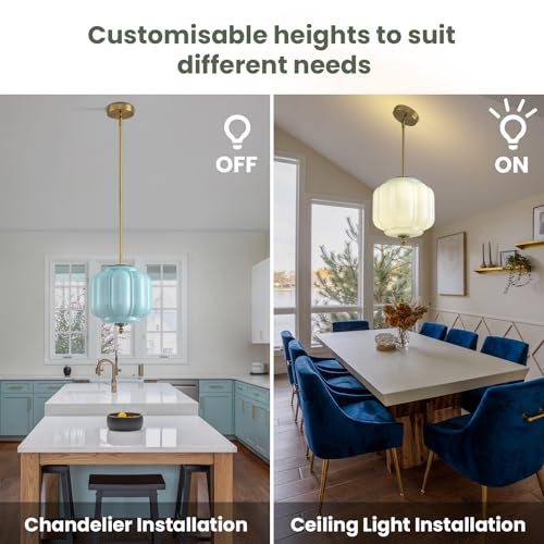 Vintage Blue Glass Pendant Lights 9.8 Inch Mid Century Modern Hanging Ceiling Light