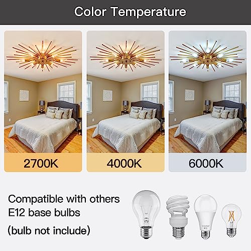 Semi Flush Mount 8 Light Ceiling Light Modern Metal Ceiling Lighting Gold Light Fixture Chandelier for Farmhouse Kitchen Dining Room Bedroom Hallway Living Room